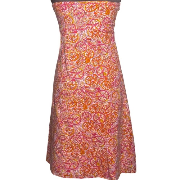 Lilly Pulitzer Petula Strapless Mini Dress or Skirt Ten Speed Bike Print Pink XS - Picture 2 of 9